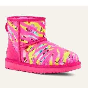 UGG Classic Mini Tiger Flower Sequins Ankle Boots Women's Size 8 Multicolor